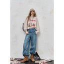 ELFSACK Women's Retro Wide Leg Jeans with Clean Finish, High‑Waist Denim Trousers for Daily Autumn Outfits