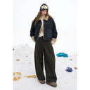 ELFSACK Minimalist Classic Loose Solid Straight Wide Leg Floor Length Pants For Women