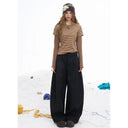 ELFSACK Minimalist Classic Loose Solid Straight Wide Leg Floor Length Pants For Women