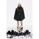 ELFSACK Women's Elegant Hooded Puffer Coat with Decorative Waist Belt, Slim Fit Quilted Outerwear for Cold