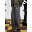 ELFSACK 2025 Winter New Arrivals Casual Loose Embroidered Plaid Long Pants For Woman