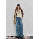 ELFSACK Women's Retro Wide Leg Jeans with Clean Finish, High‑Waist Denim Trousers for Daily Autumn Outfits