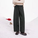 ELFSACK Women's Vintage Wide Leg Wool Blend Pants with Center Seam Detail, Loose Straight Bottoms