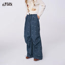 ELFSACK Women's Y2K Baggy Cargo Pants with Bow‑Dot Print, Ruched Wide‑Leg Trousers for Daily Casual Outfit