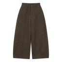 ELFSACK Women's Vintage Wide Leg Wool Blend Pants with Center Seam Detail, Loose Straight Bottoms
