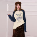 ELFSACK Women's Y2K Raglan Long Sleeve T‑Shirt with Fruit Graphic Print, Contrast Color Loose Tee for Autumn Daily Wear