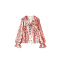 ELFSACK Women's Ruffled Chiffon Blouse with Strawberry Print