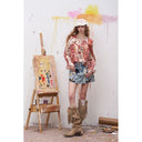 ELFSACK Women's Ruffled Chiffon Blouse with Strawberry Print
