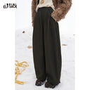 ELFSACK Minimalist Classic Loose Solid Straight Wide Leg Floor Length Pants For Women