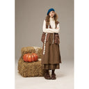 ELFSACK Women's Mori Midi Skirt with Asymmetrical Layered Plaid Design, Vintage A‑Line Long Skirt for Daily Wear