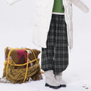 ELFSACK Women's Vintage Plaid Cargo Pants with Side Pockets, Retro Baggy Wide Leg Trousers