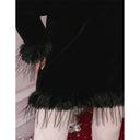 ELFSACK Women's Elegant Velvet Two‑Piece Set with Feather Trim, Cropped Jacket & Mini Skirt for Party Evening Occasions