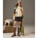 ELFSACK Women Mori Girl Long Sleeve Knit Top with Lace Ruffle Trim, Vintage High Neck Blouse