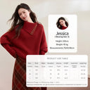 MISHOW Bat Sleeve Splicing Retro Plaid Sweater For Women Winter Red Irregular Collar Loose Thick Warm Knitted Sweater MXE93Z2813