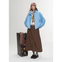 ELFSACK Women Y2K Midi Skirt with Ruched Detail, Drawstring Hem & Zipper Pockets for Daily Streetwear