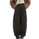 ELFSACK Minimalist Classic Loose Solid Straight Wide Leg Floor Length Pants For Women