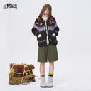 ELFSACK Women's Vintage Woolen Bermuda Shorts with Decorative Pockets, Retro Loose Knee Length Shorts