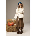ELFSACK Women's Mori Midi Skirt with Asymmetrical Layered Plaid Design, Vintage A‑Line Long Skirt for Daily Wear