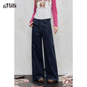 ELFSACK Women's Retro Wide Leg Jeans with Clean Finish, High‑Waist Denim Trousers for Daily Autumn Outfits