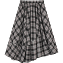 ELFSACK Women's Vintage Plaid Midi Skirt with Patchwork Design, Grunge Aesthetic Long Bottoms