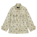 ELFSACK Women's Loose Outerwear with Floral Print, Stand Collar Multi-Pocket Coat, Casual Everyday Outerwear