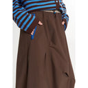 ELFSACK Women Y2K Midi Skirt with Ruched Detail, Drawstring Hem & Zipper Pockets for Daily Streetwear