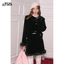 ELFSACK Women's Elegant Velvet Two‑Piece Set with Feather Trim, Cropped Jacket & Mini Skirt for Party Evening Occasions
