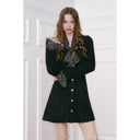 ELFSACK Women's Sparkle Knit Dress Long Sleeve Puff Shoulder Cherry Print Patch Sweet Goth Black
