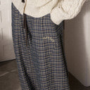 ELFSACK 2025 Winter New Arrivals Casual Loose Embroidered Plaid Long Pants For Woman