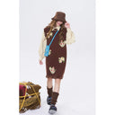 ELFSACK Women's Cute Sleeveless Knit Dress with Floral Jacquard & Fringe Hem, Loose V‑Neck Sweater Vest Dress