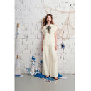 ELFSACK Women's Sleeveless Linen Blend Matching Set Lyocell Shirt Wide Leg Pants Two Piece Suit