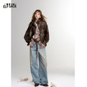 ELFSACK Women Vintage Wide‑leg Denim Jeans with Washed Effect Loose Baggy Straight Pants for Daily Streetwear