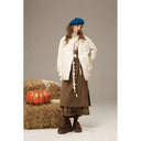 ELFSACK Women's Mori Midi Skirt with Asymmetrical Layered Plaid Design, Vintage A‑Line Long Skirt for Daily Wear