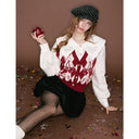 ELFSACK Women's Coquette Blouse with Heart‑Shape Big Collar, Ruffled Long Sleeve Button‑Down Shirt, Sweet Aesthetic Top